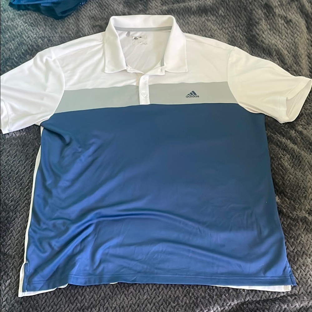 🌟3/$35 Adidas Blue and White Polo Shirt for Casual Elegance